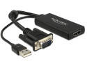 DeLOCK 0.25m VGA+USB2.0-A/HDMI 0,25 m VGA (D-Sub) + USB Nero