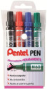 Pentel N60 evidenziatore 4 pz Punta smussata Nero, Blu, Verde, Rosso