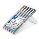 Staedtler Pigment Liner penna tecnica Fine Blu, Marrone, Verde, Arancione, Rosso, Viola 6 pz