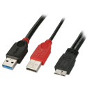 Lindy USB 3.0, 0.5m cavo USB 0,5 m USB 3.2 Gen 1 (3.1 Gen 1) Micro-USB B 2 x USB Nero, Rosso