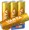 Varta Longlife, Batteria Alcalina, AA, Mignon LR6, 1.5V, Blister da 4, Made in Germany