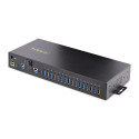 StarTech.com Hub USB 3.0 Alimentato a 16 Porte - Multipresa USB-A Industriale 5Gbps Installabile a Muro/Rack/DIN - Protezione ESD - 120W Condivisi per la Ricarica USB - Switch Doppio Host - Morsetto/Barilotto DC