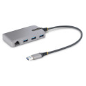 StarTech.com Hub USB a 3 porte con Ethernet - Hub USB 3.0 5Gbps alimentato via bus - Hub splitter USB-A a 3x USB-A portatile per desktop/notebook con ingresso di alimentazione ausiliaria opzionale - Cavo da 30 cm