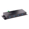 StarTech.com Hub USB 3.0 Industriale a 4 Porte - Multipresa USB Alimentata, ESD e Protezione da Sovratensione - Ciabatta USB-A 5Gbps Installabile a Parete/Scrivania/Barra DIN, Splitter USB con Porte Bloccabili