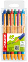 STABILO pointball Nero, Blu, Verde, Rosso, Turchese, Viola Penna a sfera retrattile a clip 6 pz