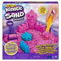 Kinetic Sand |Castello di Sabbia Shimmer | Sabbia cinetica 454gr | Sabbia magica | Sabbia colorata glitterata rosa | 3 accessori e vaschetta inclusi | Giocattoli per bambini e bambine 3 anni