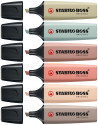 STABILO BOSS NatureColors evidenziatore 6 pz Punta smussata Nero, Bronzo, Marrone, Verde, Grigio, Verde chiaro