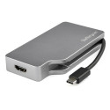 StarTech.com Adattatore video multiporta da USB-C a HDMI, VGA, Mini DisplayPort o DVI - Adattatore per monitor USB tipo C a HDMI 1.4 o mDP 1.2 (4K) - VGA o DVI (1080p) - Grigio siderale - Alluminio