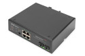 Digitus Switch PoE di rete Gigabit Ethernet a 4 porte, industriale, non gestito, 2 Uplink SFP