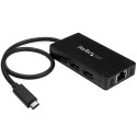 StarTech.com Hub USB 3.0 (5Gbps) a 3 porte con USB-C e Ethernet Gigabit - Include Adattatore di Alimentazione