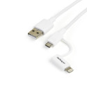 StarTech.com Cavo di ricarica 2 in 1 da 1 m - Da USB a Lightning o Micro-USB per iPhone / iPad / iPod / Android - Certificato Apple MFi - Caricabatterie multi-telefono - USB 2.0