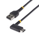 StarTech.com Cavo da USB-A a USB-C a 90° da 1m - Cavetto di Ricarica Veloce USB Tipo C per uso intensivo - Cavo Dati da USB 2.0 Type-A a Type-C in Resistente Fibra Aramidica - 3A - Nero