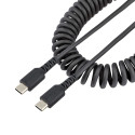 StarTech.com Cavo USB C Ricarica Veloce da 1m; Cavetto USB tipo C 2.0 Spiralato di Alimentazione e Sincronizzazione; Resistente Cavo USB C/USB C in Fibra Aramidica, Maschio-Maschio, TPE - Nero