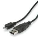 ROLINE 11.02.8754 cavo USB 0,8 m USB 2.0 USB A Micro-USB B Nero