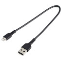 StarTech.com Cavo da USB-A a Lightning da 30cm nero - Robusto e resistente cavo di alimentazione/sincronizzazione in fibra aramidica da USB tipo A da Lightning - Certificato Apple Mfi per iPad/iPhone 12