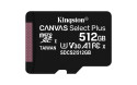 Kingston Technology Scheda micSDXC Canvas Select Plus 100R A1 C10 da 512GB confezione singola senza adattatore