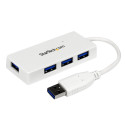 StarTech.com Hub portatile mini USB 3.0 SuperSpeed a 4 porte - Perno e concentratore per Ultrabook USB 3.0 con cavo integrato - Bianco