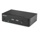 StarTech.com Switch KVM DisplayPort 2 porte - 4K 60Hz - Singolo schermo - Switch KVM USB UHD DP 1.2 a doppia porta - Hub USB 3.0 integrato e audio - Dell HP Apple Lenovo - Conforme a TAA