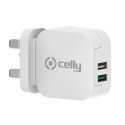 Celly TC2USBTURBOUK Caricabatterie per dispositivi mobili Fotocamera, Comandi di gaming, Cuffie, Telefono cellulare, Power bank, Smartphone, Orologio intelligente, Tablet, Orologio, Indossabili Bianco AC Ricarica rapida Interno