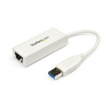 StarTech.com Adattatore di rete NIC USB 3.0 a Ethernet Gigabit RJ45 10/100/1000 Mb/s - M/F Bianco