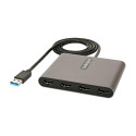 StarTech.com Adattatore USB-A a HDMI 1080p 60 Hz a 4 porte - Convertitore USB tipo A a HDMI - Multi Monitor Dongle Adapter - Adattatore multiporta/Replicatore di porte USB Type A a 4x HDMI