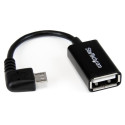 StarTech.com Cavo Adattatore micro USB a USB femmina angolato a destra OTG da viaggio 12cm M/F - Nero