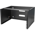 StarTech.com Staffa Rack 19" 6U a Parete - Profondità 35 cm Profilo Basso - Rack 19 pollici per Switch, Patch Panel, Server e Dispositivi IT - Portata 20 Kg - Nero