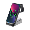 Celly WLSTAND3IN1BK Caricabatterie per dispositivi mobili Fotocamera, Comandi di gaming, Cuffie, Telefono cellulare, Power bank, Smartphone, Orologio intelligente, Tablet, Orologio, Indossabili Grigio AC Carica wireless Interno