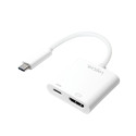 LogiLink 0.14m, 2xUSB-C/HDMI adattatore grafico USB 3840 x 2160 Pixel Bianco