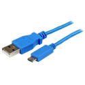 StarTech.com Cavo di sincronizzazione e di ricarica USB a Micro USB - Cavetto slim per Smartphone e Tablet A a Micro B da 1 m - Blu