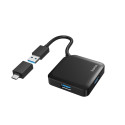 Hama Hub USB 3.0 da tavolo, 4 porte, cavo integrato con adattatore Type C,nero