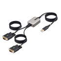 StarTech.com 2P6FFC-USB-SERIAL adattatore per inversione del genere dei cavi USB-A 2 x DB-9 RS-232 Nero, Grigio