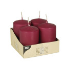 Papstar 10495 candela di cera Cilindro Bordeaux 4 pz